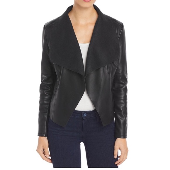 open front faux leather jacket